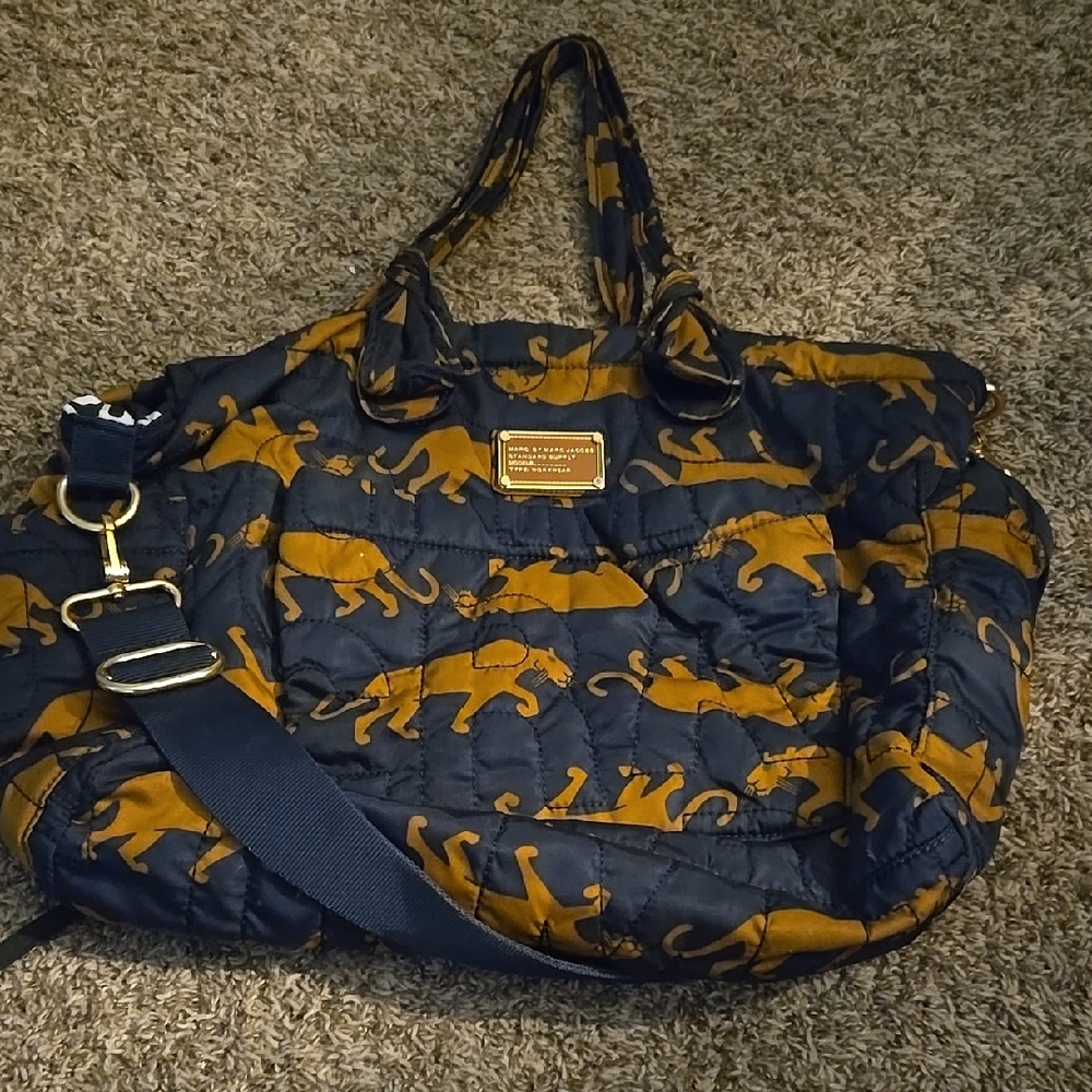 Marc Jacobs navy and Gold Panther Tote Bag